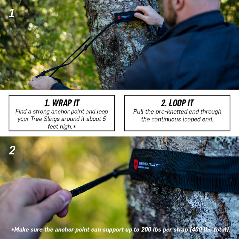 Tree Slings Hammock Hanging Kit  Black